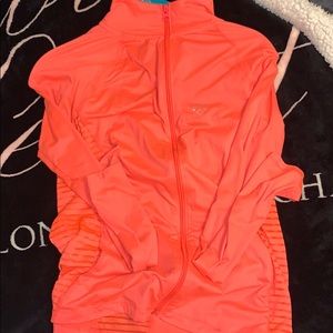 salmon pink athletic zip up